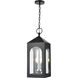Bratton 2 Light 8.5 inch Powder Coated Black Outdoor Hanging Lantern